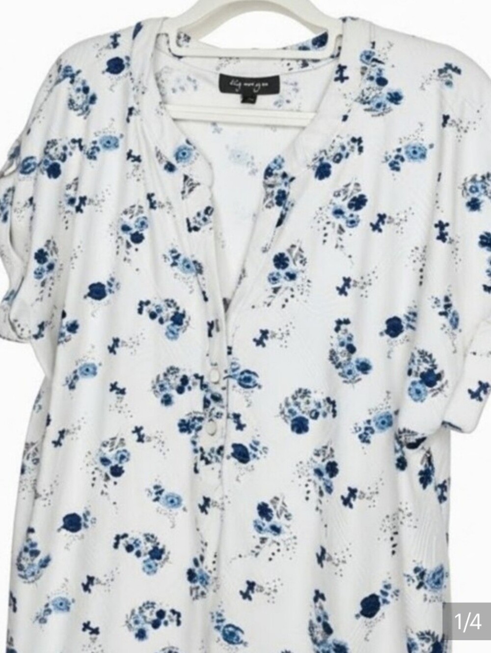 Floral Blouse - White & Blue